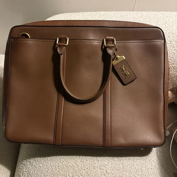 Coach Men's Brown Leather Briefcase with Gold Hardware - Picture 7 of 7